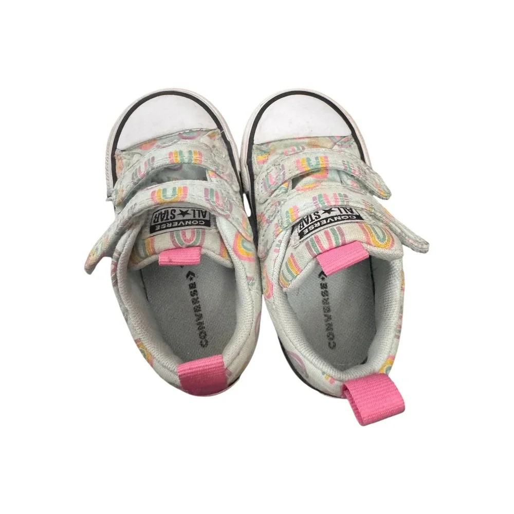 Converse All Star Toddler Girls Rainbow Shoes Hook‎ and Loop Mint Pink Size 6